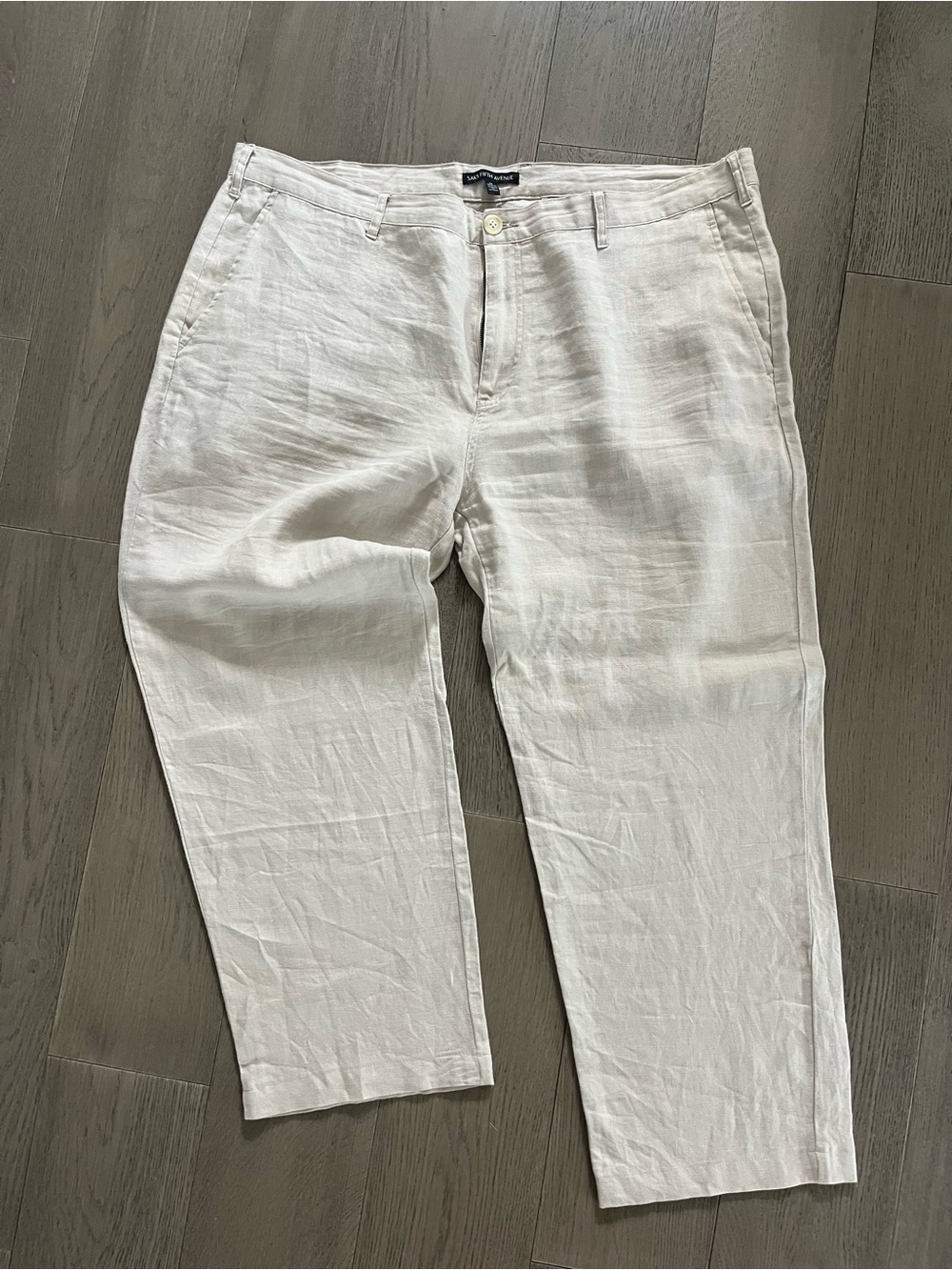 Saks Fifth Avenue Lightweight Tan Linen Blend Pants